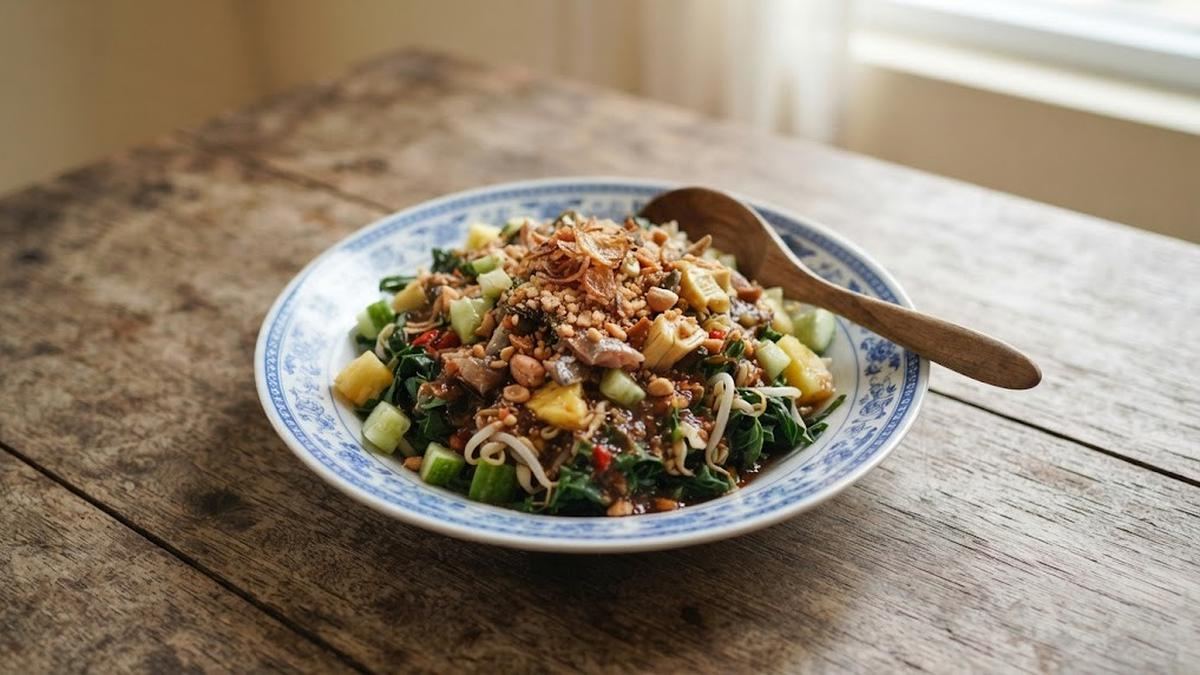 Resep Rujak Daun Singkong Khas Bangka yang Segar dan Pedas — gambar dari Liputan6 Lifestyle