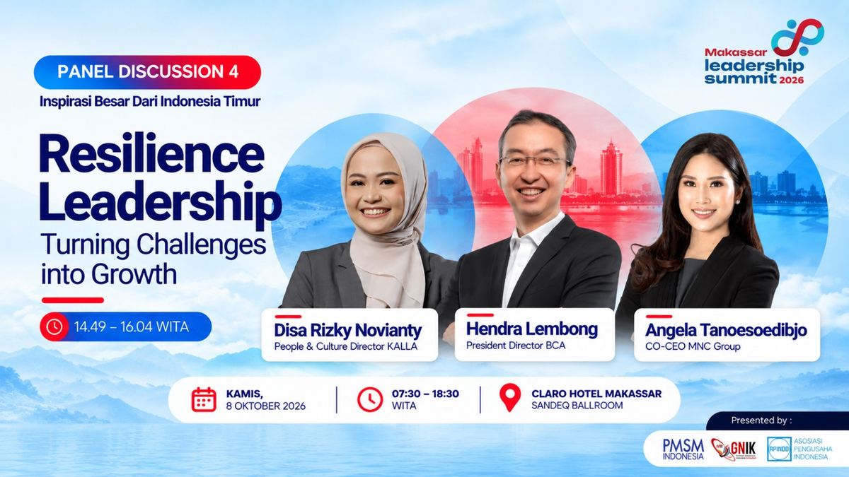 Mendiskusikan Resilience Leadership Bersama Angela Tanoesoedibjo, Disa Novianty dan Hendra Lembong di Makassar Leadership Summit 2026 — gambar dari Okezone